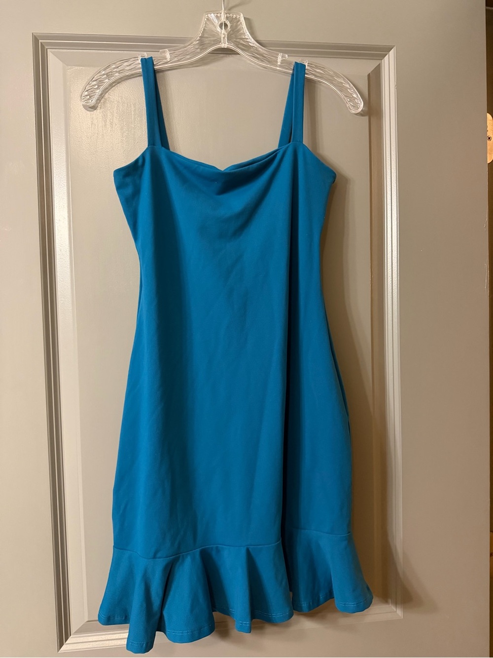 Susana Monaco Turquoise Slip Dress with Ruffle Hem